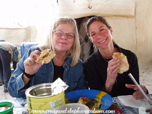 Tina and Pam at breakfast