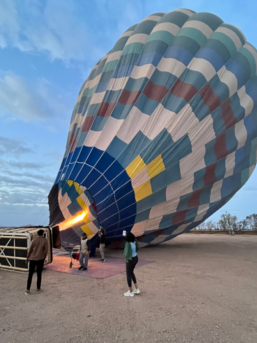 Our hot air balloon inflating