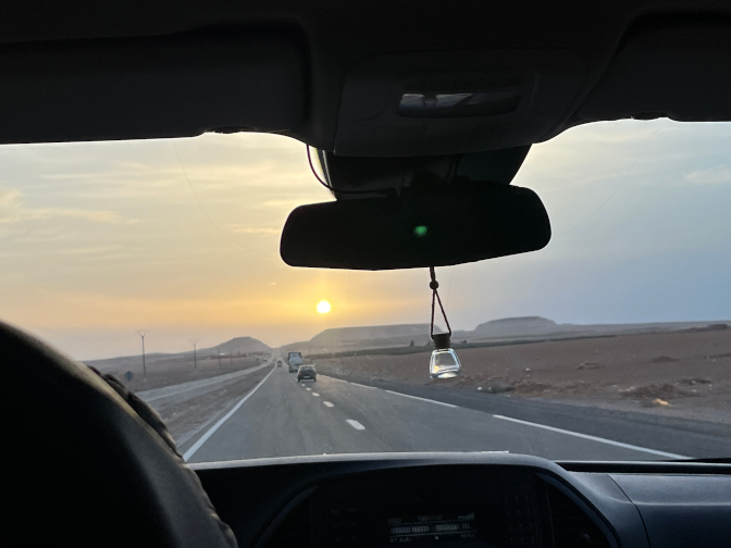 Sunrise on the drive to Marrakech