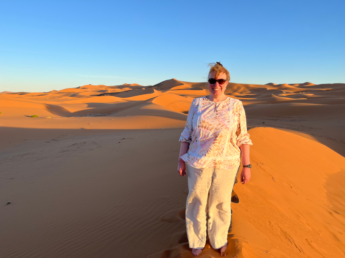 Steph at the dunes at sunset