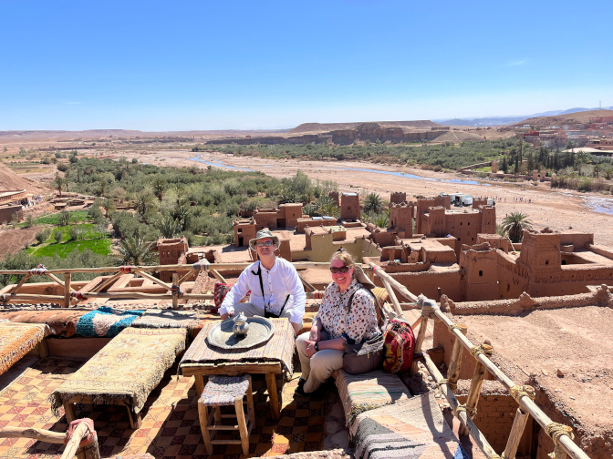 Having some refreshments, Aït Benhaddou