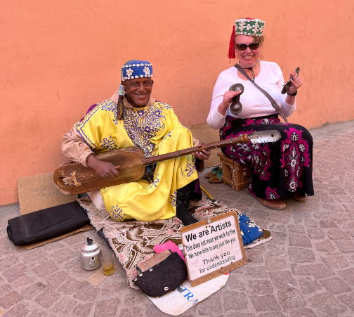 Sitting in with a Gnawa busker