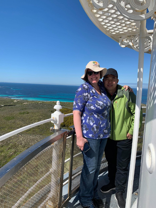 Steph and Sonam Tshering atop Wadjemup Lighthouse