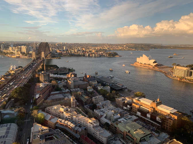 View of Sydney Harbour Bridge and Sydney Opera House from Blu Bar on 36