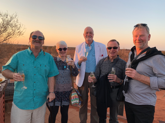 Craig with cane friend Roger, Roger's wife Dorothy, and their friends David and Michael