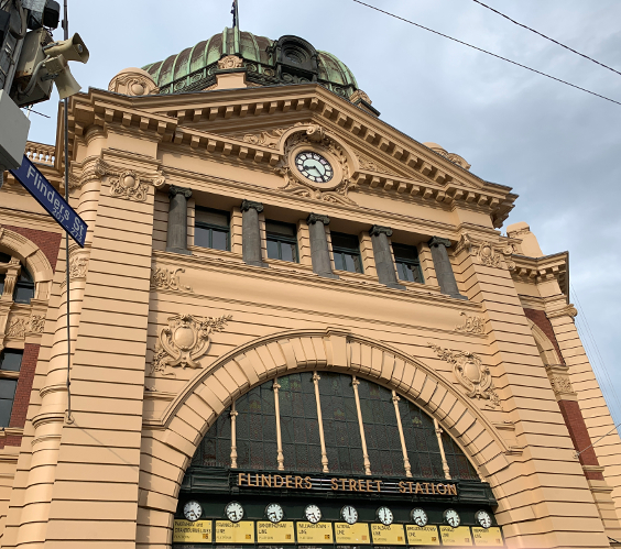 The iconic clocks at Flinders Street Station