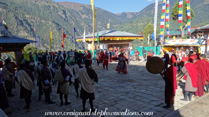 The lama dances in the courtyard