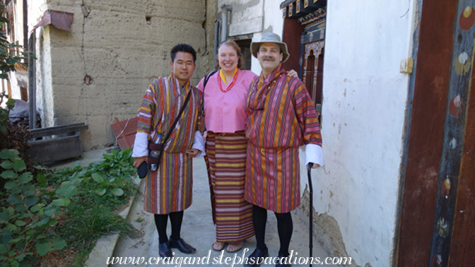 Sonam, Steph, and Craig in traditional dress