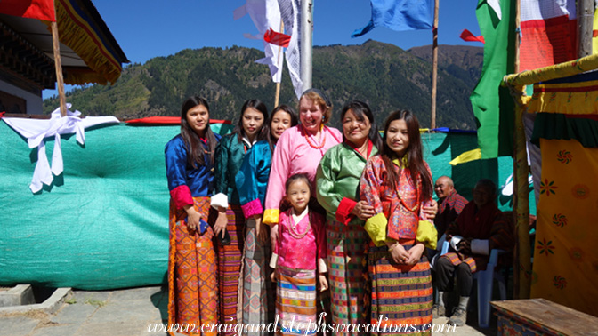 Chimi, Kezang, Kinley, Steph, Bumchu, Lhaki, and Tshering