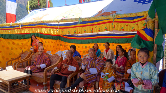 Spectators watching the tsechu