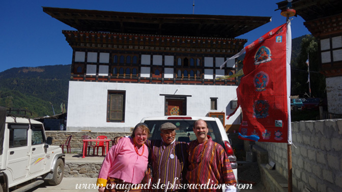 With Dasho Karma Dorjee in front of his house