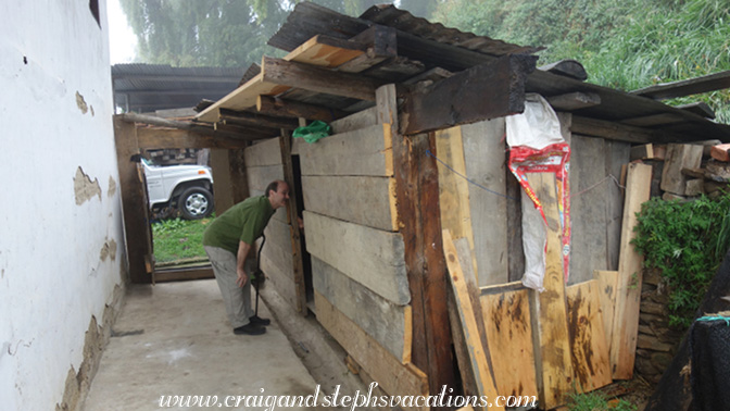 Craig peeks into the shed