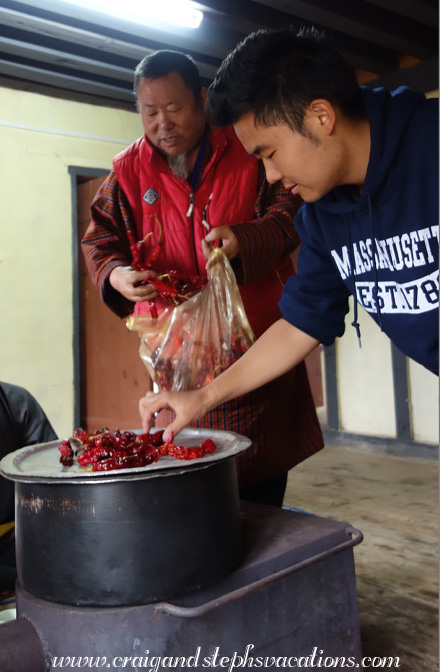 Apa and Sonam dry chilies for us