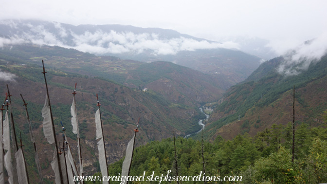 View down at the river from the chorten on Shelmakha Road