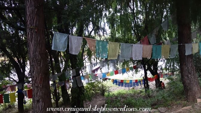 Prayer flags along the Paro River