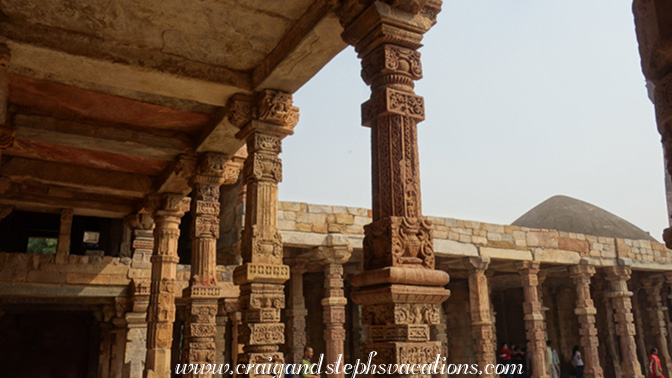 Repurposed columns from former Hindu and Jain temples, Quwwat-ul-Islam Masjid