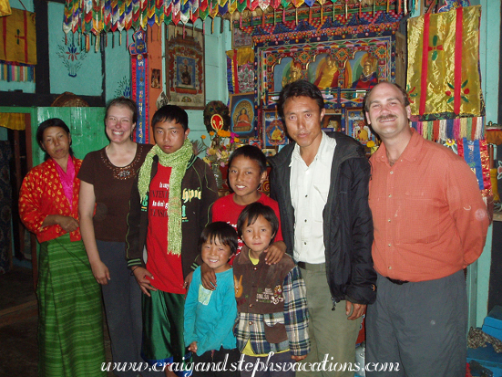 Our host family in 2007: Dekhi Pem, Steph, Passang Dorji, Phub Zam, Phub Dorji, Phub Lam, Karma, and Craig