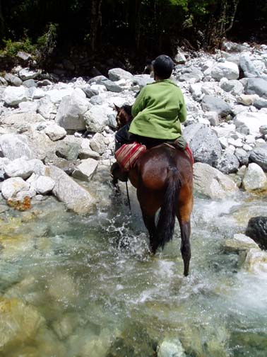 Steph crossing the river on Temucano