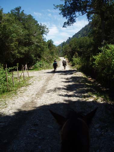 Riding down the gravel road