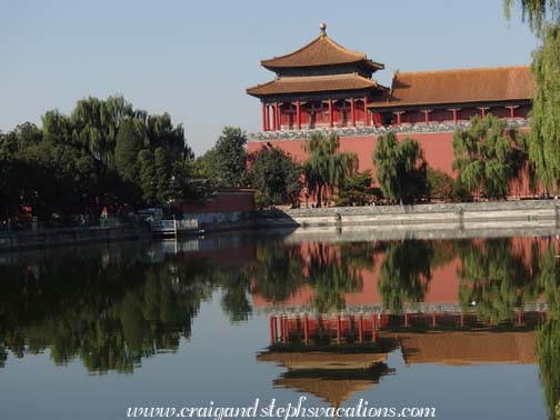 Reflection of a watchtower in the moat, Forbidden City