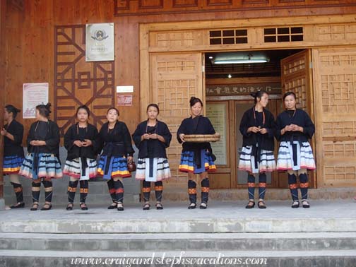 Welcoming committee at the Yao cultural village