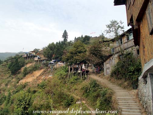 Walking back up to view the rice terraces