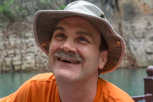 Craig is captivated by the scenery of the Goddess Stream (photo courtesy of Birgit Kolboe)