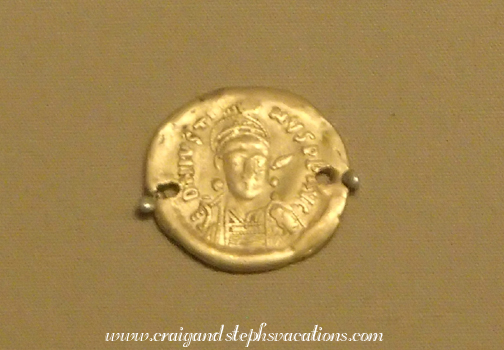 Gold coin from the Eastern Roman Empire, evidence of Silk Road trade from the mid-7th century, Shaanxi Provincial History Museum