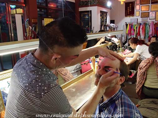 Craig gets Sichuan opera makeup applied