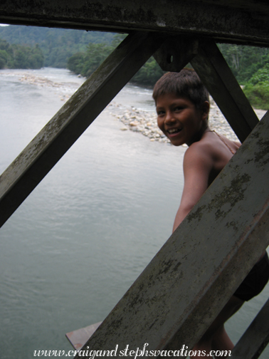 Boy jumping off the bridge in Archidona