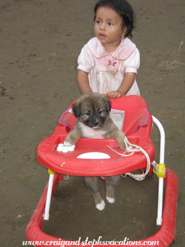 Tamia takes Tony the puppy for an unconventional walk