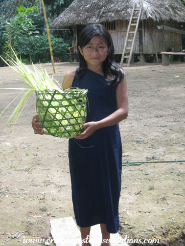 Anna holds a woven basket