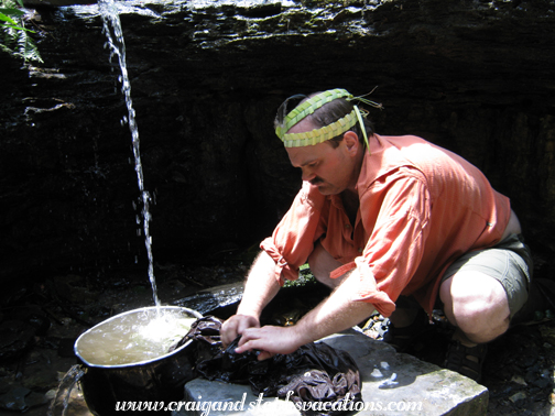 Craig does some laundry at the 'shower'