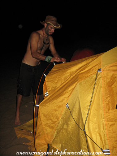 Felipe helps to assemble our tent