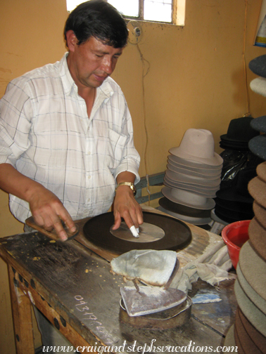 An artisan makes a wool hat at La Casa del Sombrero