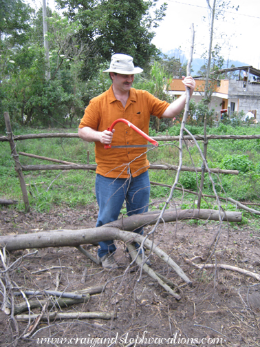 Craig cuts firewood