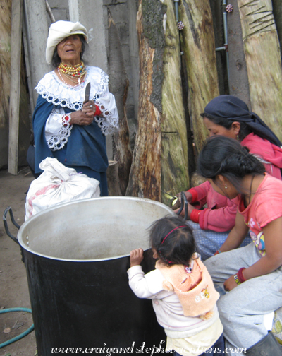 Abuelita and neighbors peel potatoes