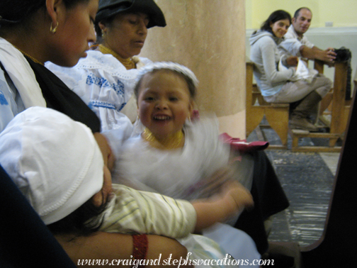 Sisa plays with Yupanqui while Felipe and Maria Jose watch