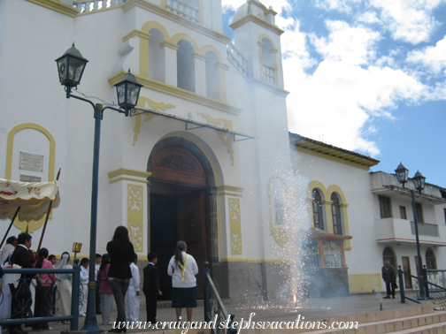 Fireworks in front of the church, Quiroga