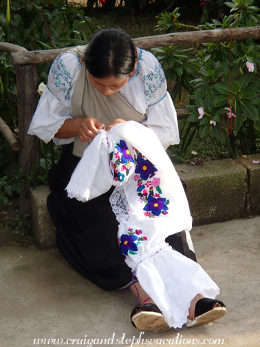 Aida embroiders my new blouse