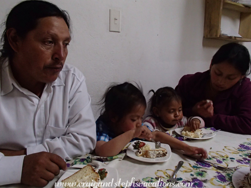 Antonio, Yupanqui, Tayanta, and Aida enjoy Rosa's birthday cake