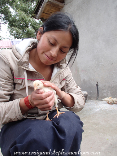 Aida with a baby chick