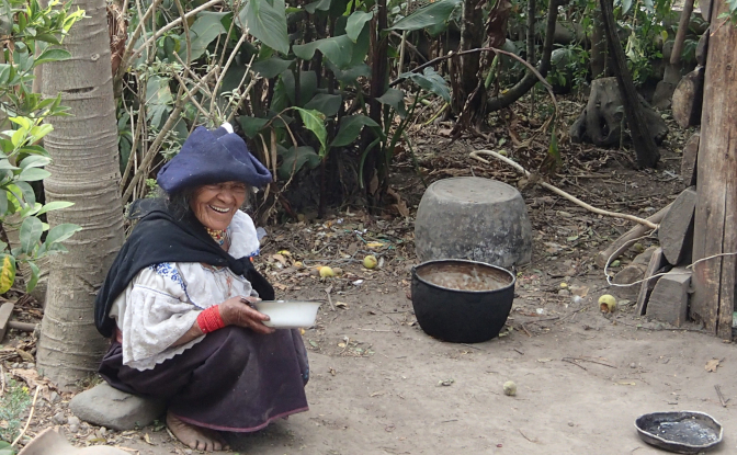 Abuelita eating breakfast