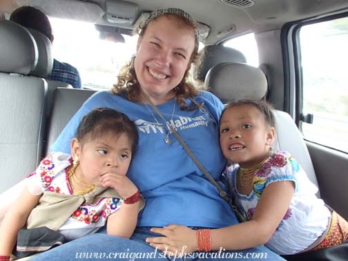 Tayanta, Steph, and Sisa on the ride to Morochos