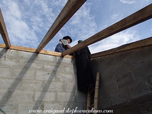 Antonio works on the roof