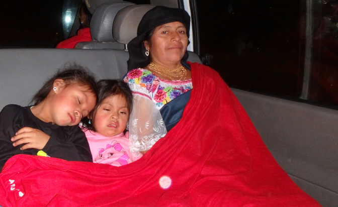 Sisa, Shina, and Rosa in the van