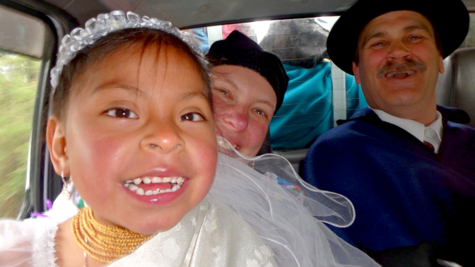 Riding in the camioneta to Cotacachi