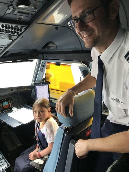 Sisa in the cockpit