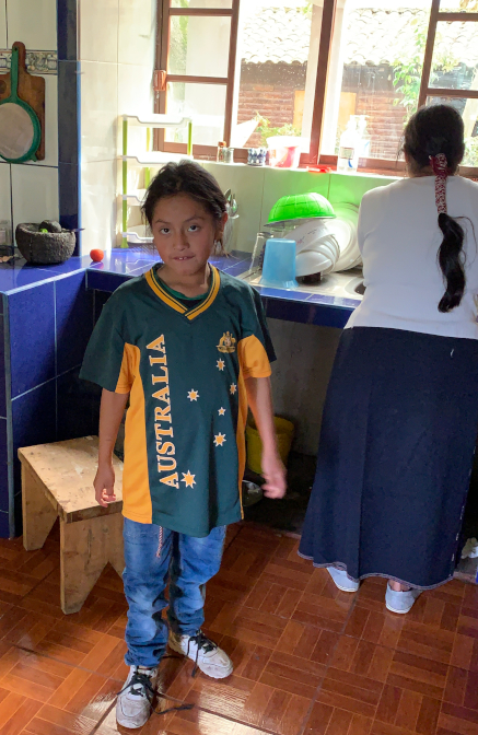 Yupanqui models his Australian soccer jersey