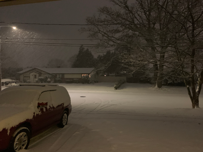 Snow welcoming us home